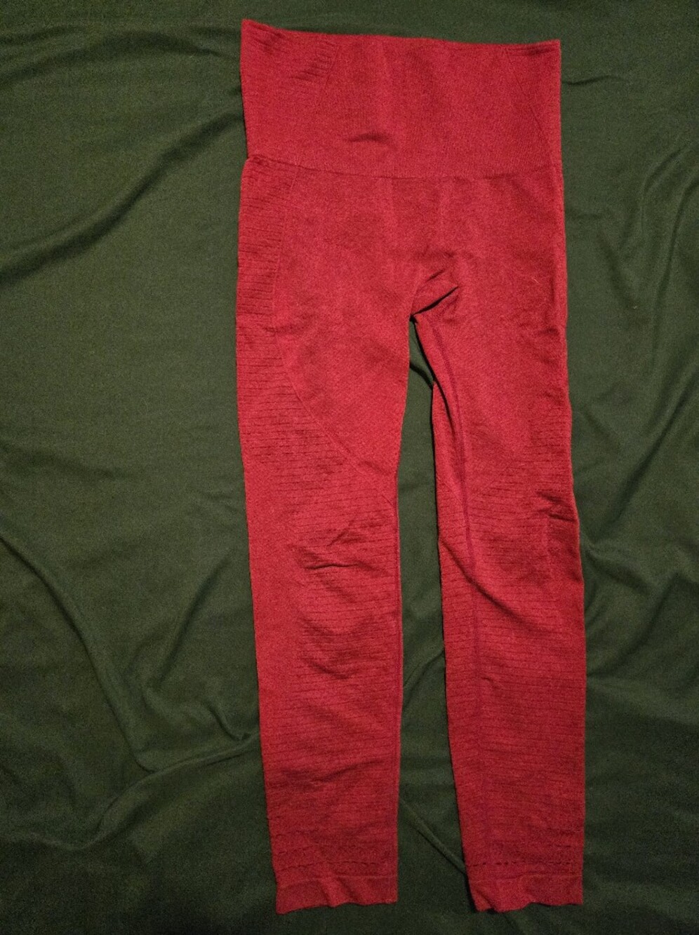 Gymshark Red Seamless High Waisted Ribbed Workout Leggings Size Medium
